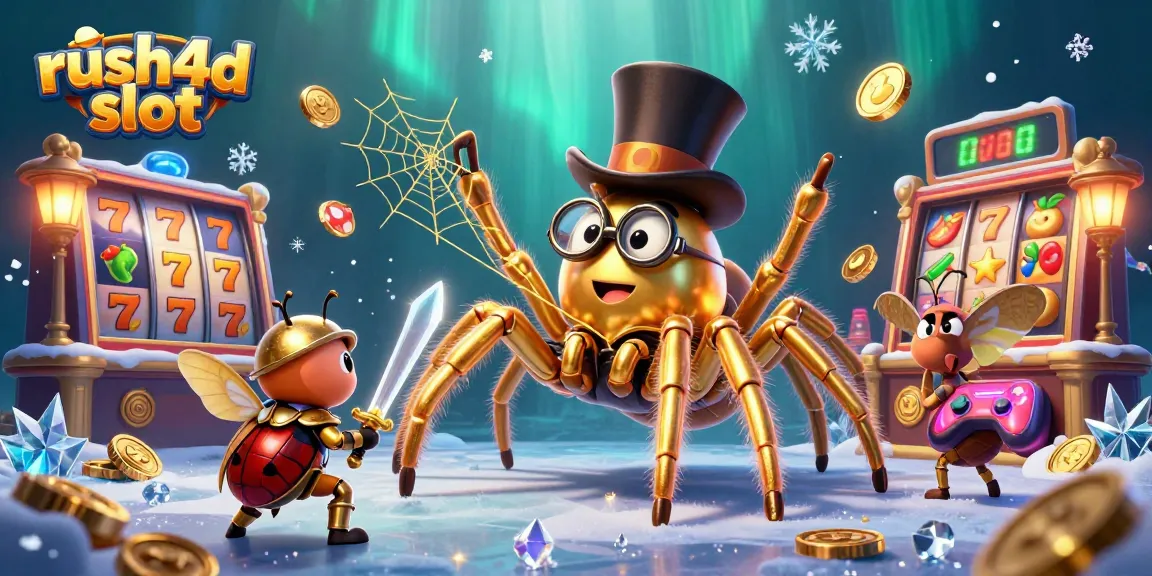 Ikon slot rush4d slot ditampilkan di ilustrasi 3D yang penuh warna dan menarik.