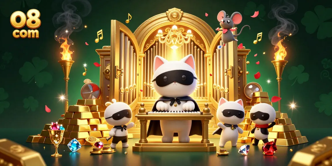 Engage with thrilling games at o8 com, featuring a captivating casino-themed illustration.