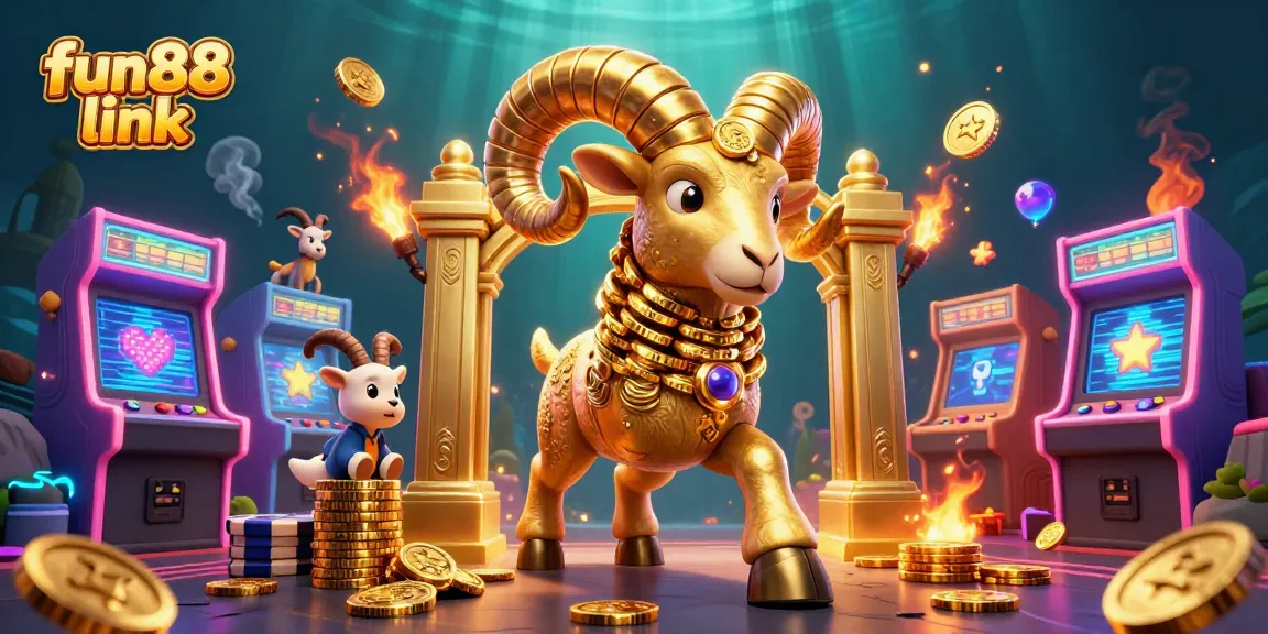 Experience the fun88 link in an epic casino adventure with golden ram and vibrant game elements.