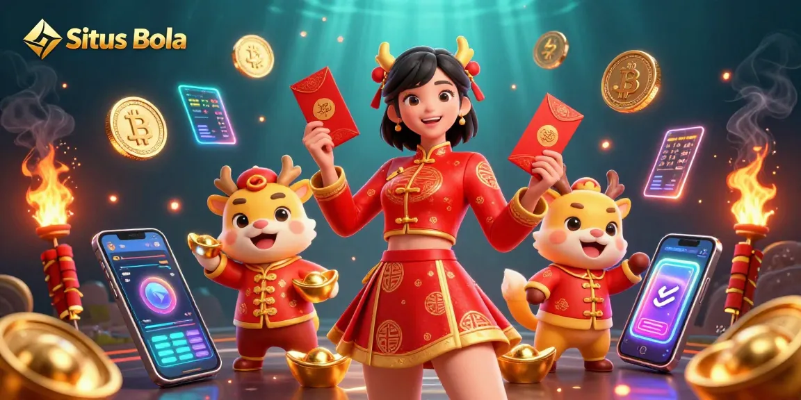 Situs Bola betting strategies illustrated by vibrant casino-themed artwork featuring a festive scene.