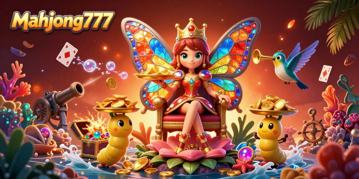 Engage in thrilling gaming with mahjong777's vibrant casino scene, featuring whimsical characters.
