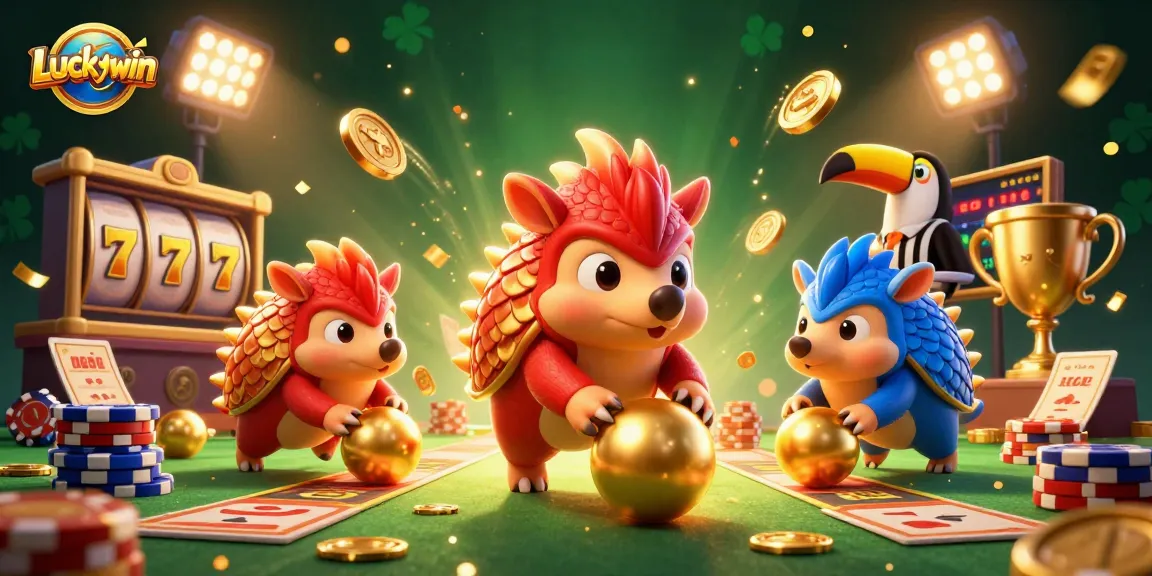 Engage with Luckywin's thrilling world of slots, featuring vibrant pangolins and exciting jackpot elements.
