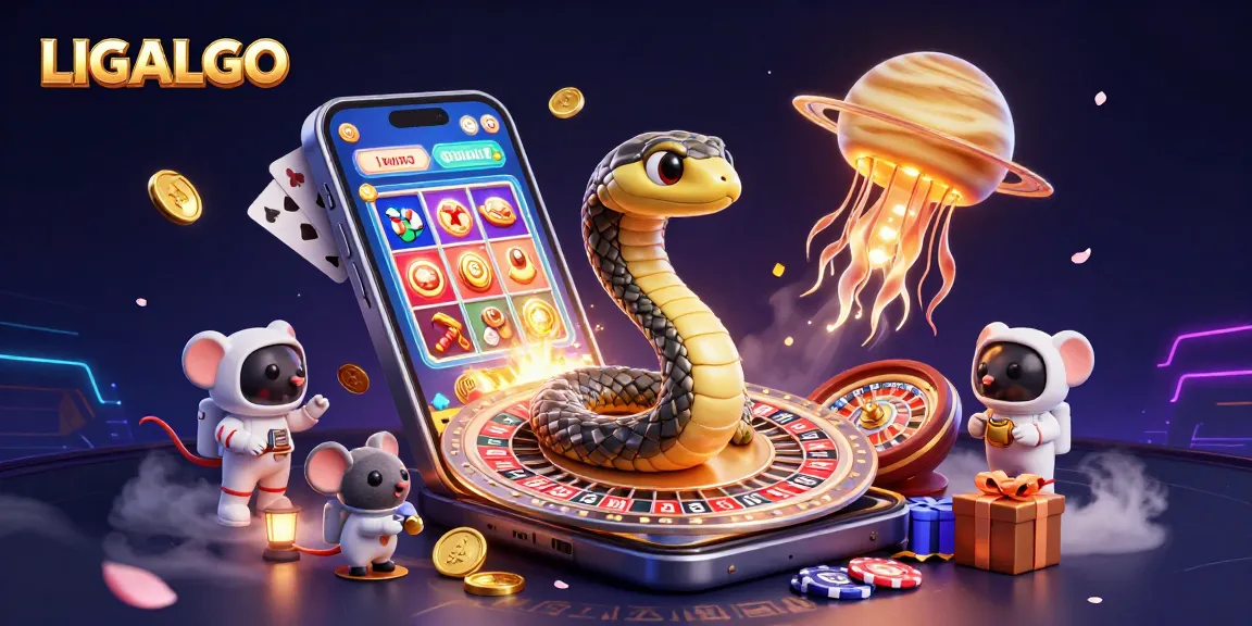 LIGALGO's engaging platform captures excitement as astronaut mice bet on a roulette wheel in a vibrant cosmic casino.