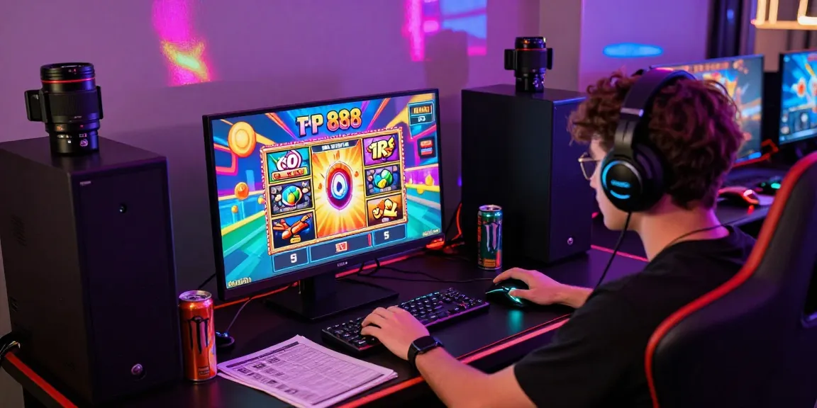 Engaged player experiencing the excitement of slot888 gaming with vibrant graphics.