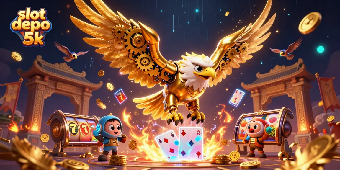 Experience the thrill of slot depo 5k with golden eagle and holographic elements.