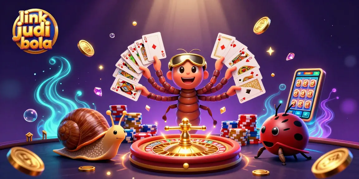 Experience thrilling betting action with link judi bola featuring a cartoon millipede dealer and high-roller snail.