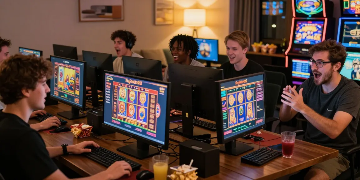 Pengalaman bermain slot online di fujiwin88 dengan pemain beragam terlibat, suasana menggembirakan di ruang modern.