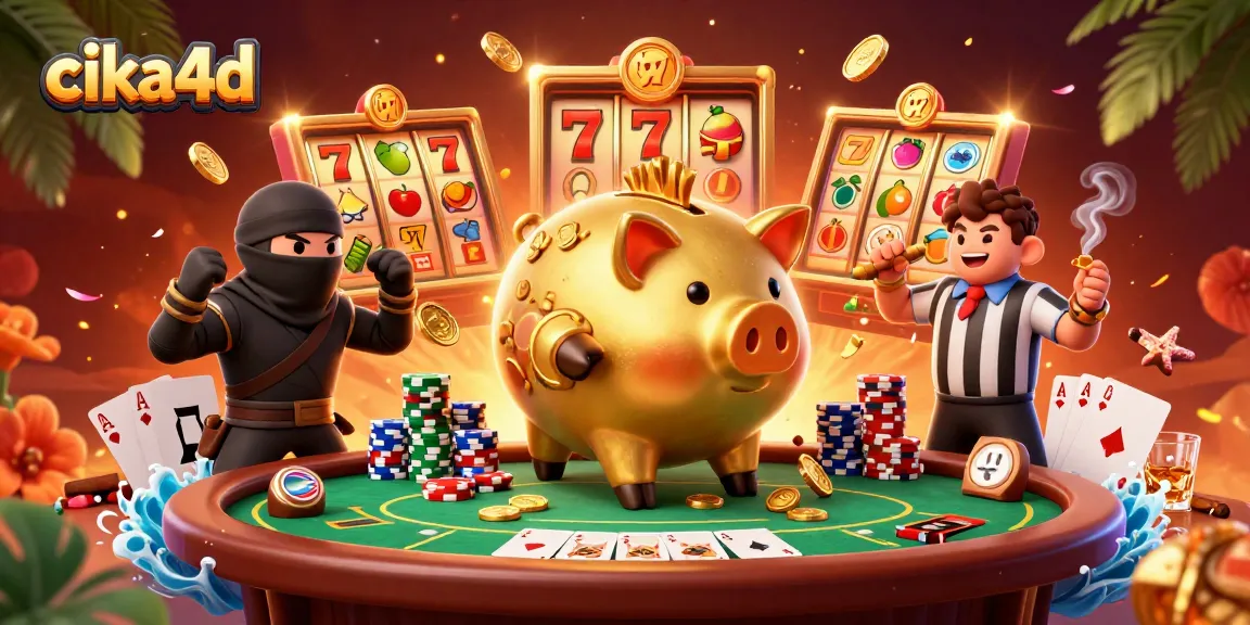 Experience dynamic gameplay and winning strategies with cika4d's vibrant casino-themed illustration.