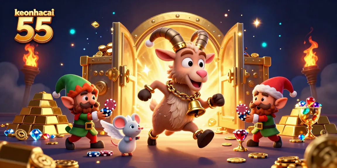 Players enjoy exciting moments at keonhacai 55 casino amid treasures and festive chaos.