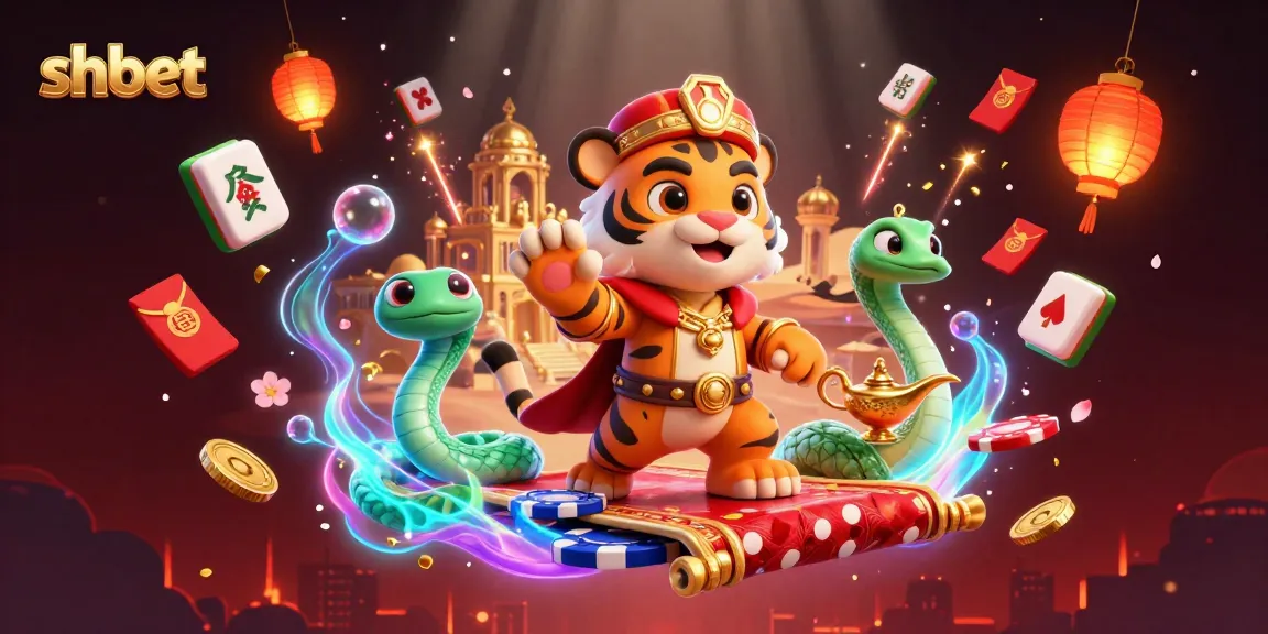 Experience the magic of shbet with our vibrant 3D casino illustration featuring a tiger sultan and dynamic casino elements.