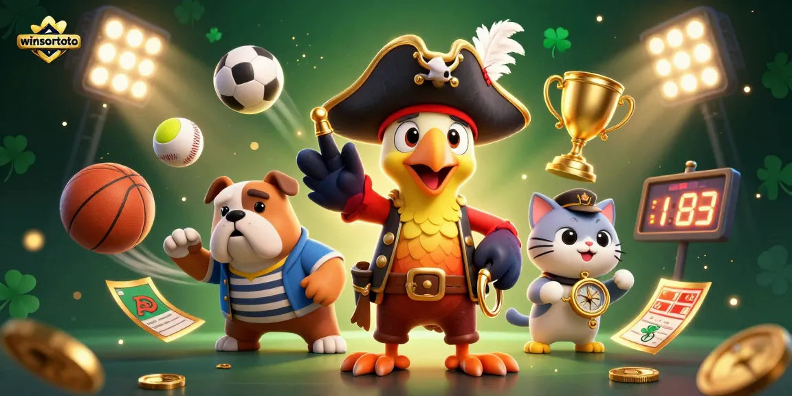 Experience thrilling winsortoto action with vibrant sports elements and dynamic characters in this 3D illustration.