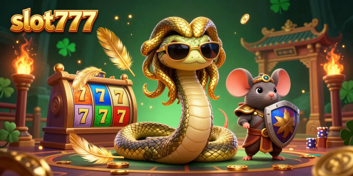 Spin the reels of slot777 in a vibrant casino scene featuring Medusa and a warrior mouse.