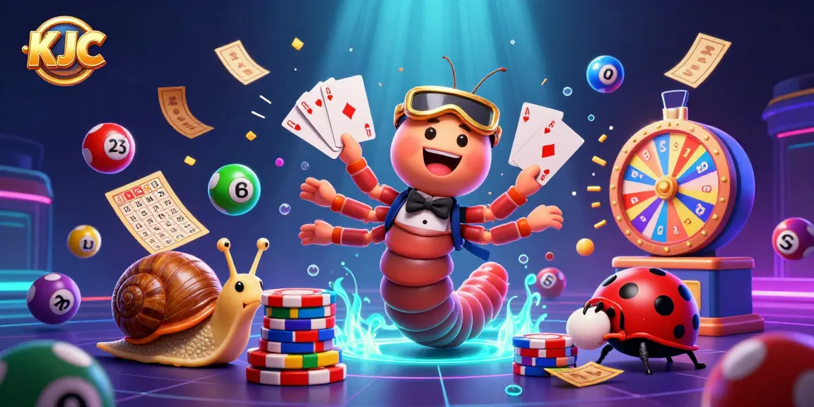 Experience KJC's vibrant casino action with cartoon characters and dynamic game elements.