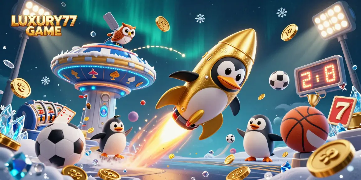 Experience thrilling gameplay with LUXURY77 GAME featuring a dynamic casino scene filled with rich elements.
