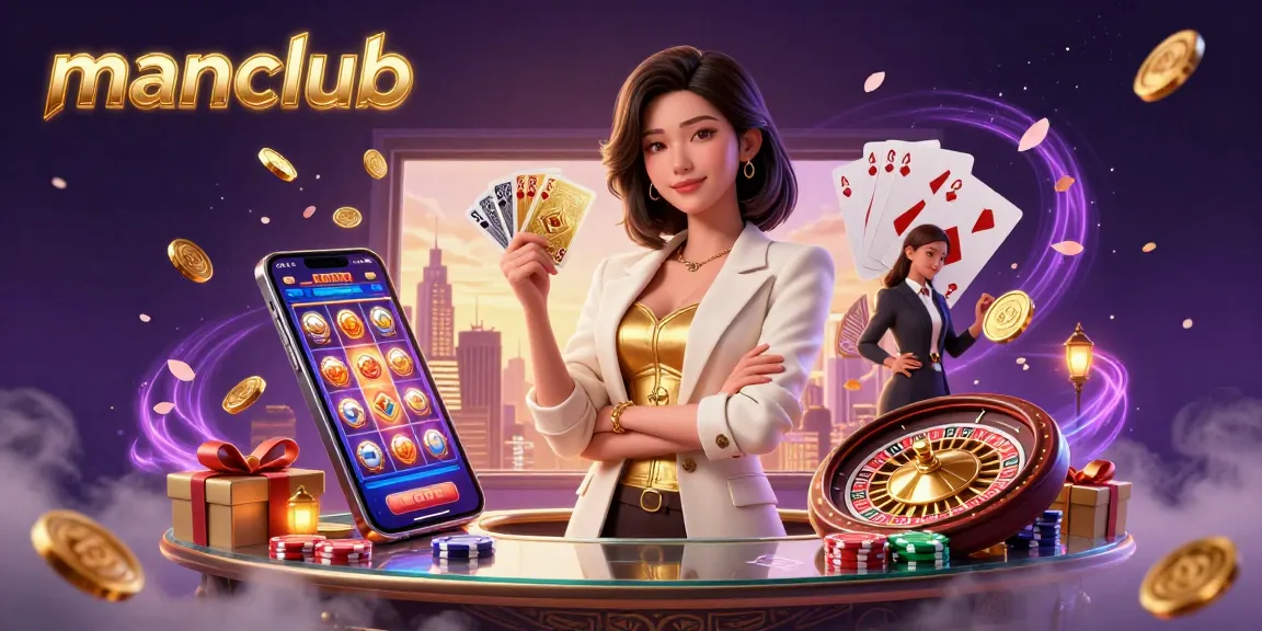 Experience thrilling slots and gaming action at manclub with dynamic casino elements in a stunning illustration.