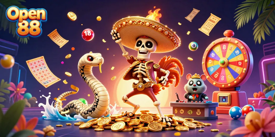 Experience Open 88 with vibrant illustrations of a lively casino atmosphere filled with excitement and opportunity.