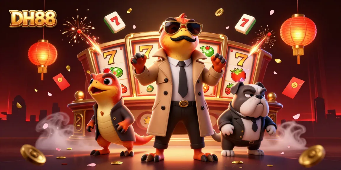 Pretend to enter the VIP lounge at DH88 while raptors and a bulldog watch closely, enjoying vibrant gaming themes.