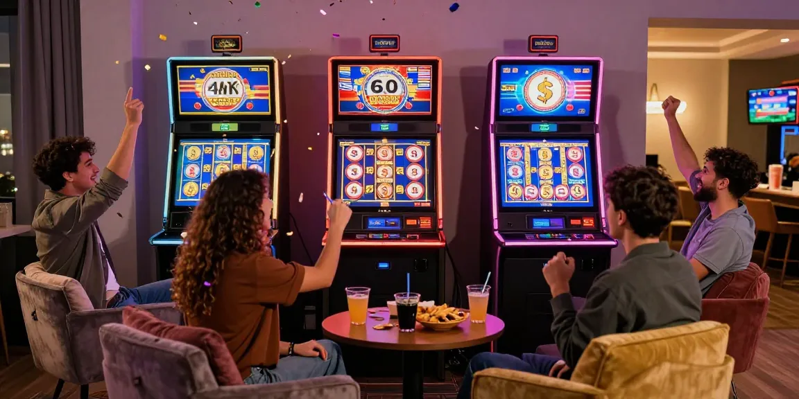 Perayaan kemenangan besar pada slot jackpot dengan suasana bersahabat dan menakjubkan.