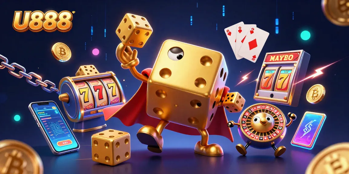 Experience the thrilling U888 gaming world with golden dice golems, jackpot elements, and crypto coins.