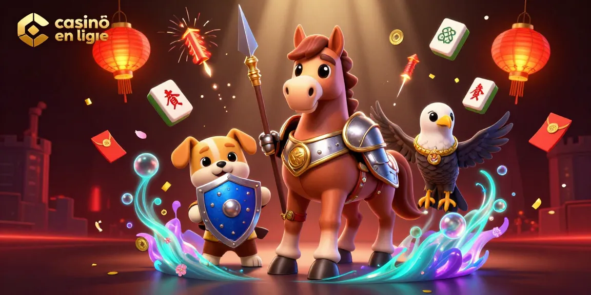Engage with casino fiable en ligne through a vibrant illustration of a knight, squire, and falcon surrounded by festive gaming elements.