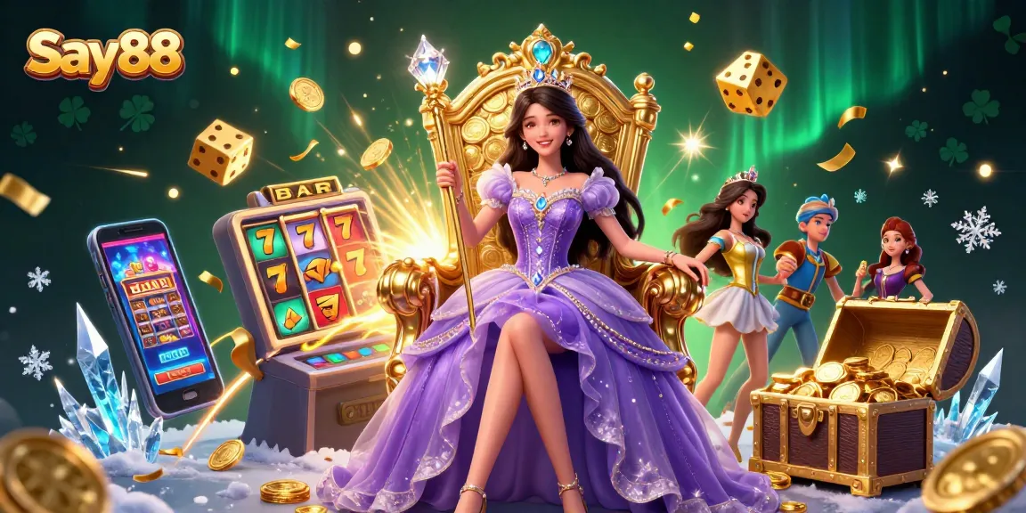 Experience thrilling gaming action with Say88 in this captivating casino illustration.