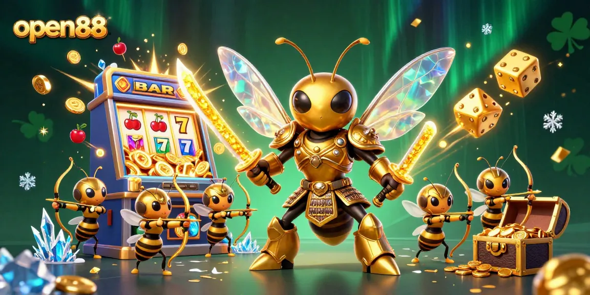 Experience the thrill of open88 with a vibrant 3D illustration featuring exciting gaming elements and iconic symbols.