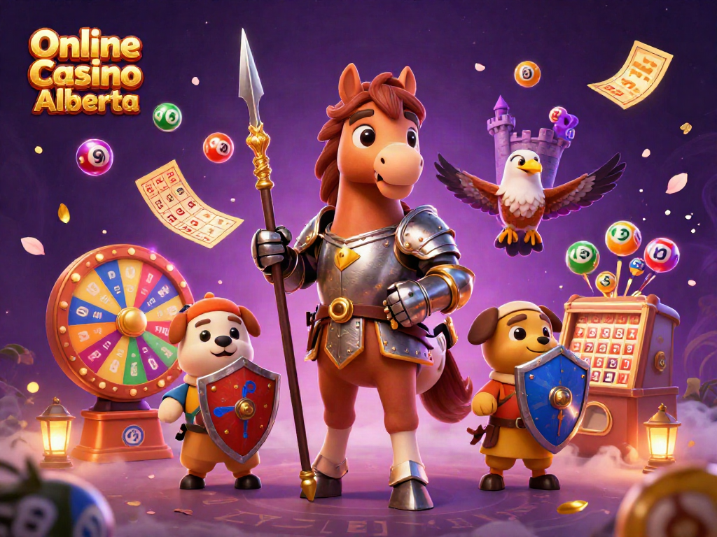 Play vibrant games at Online Casino Alberta with knights, lottery balls, and captivating prizes.
