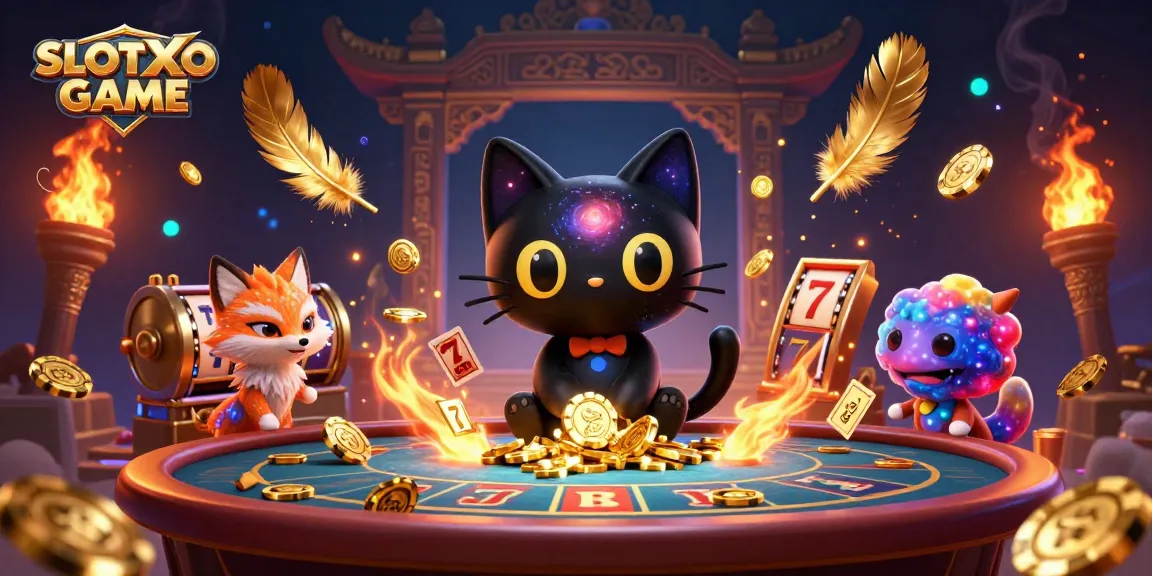 เล่นสล็อต SLOTXO GAME กับแมวหลุมดำและเพื่อนน่ารักในคาสิโนอวกาศที่เต็มไปด้วยสีสัน