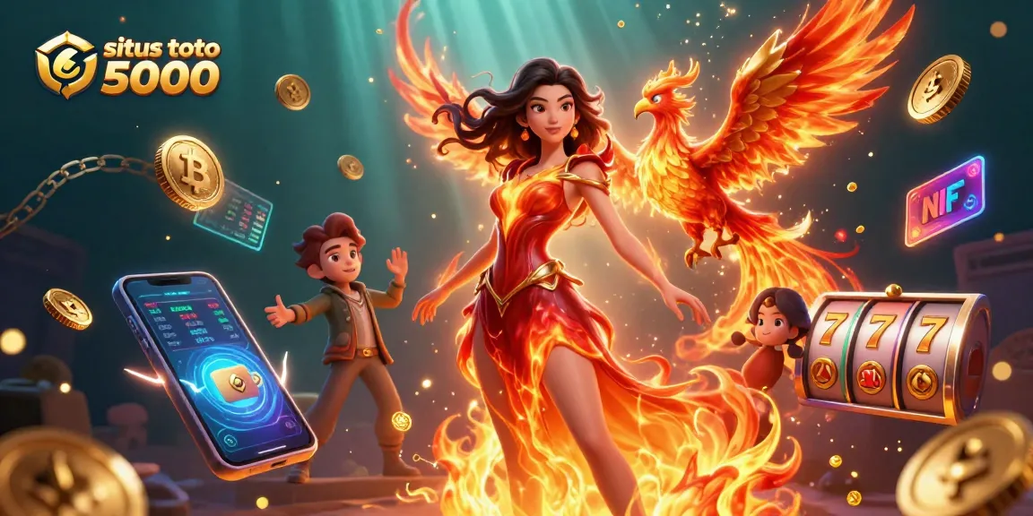Experience exciting gameplay with situs toto 5000 and vibrant slot reels in this dynamic illustration.