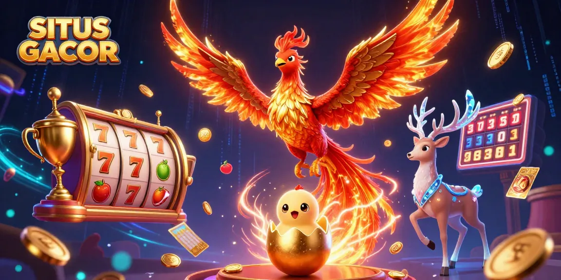 Experience the excitement at SITUS GACOR with a vibrant 3D illustration of thrilling slot games.