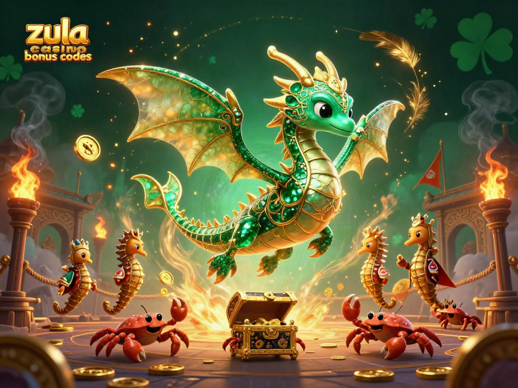 Experience Zula Casino bonus codes and win free coins in a vibrant 3D illustration featuring mythical characters.