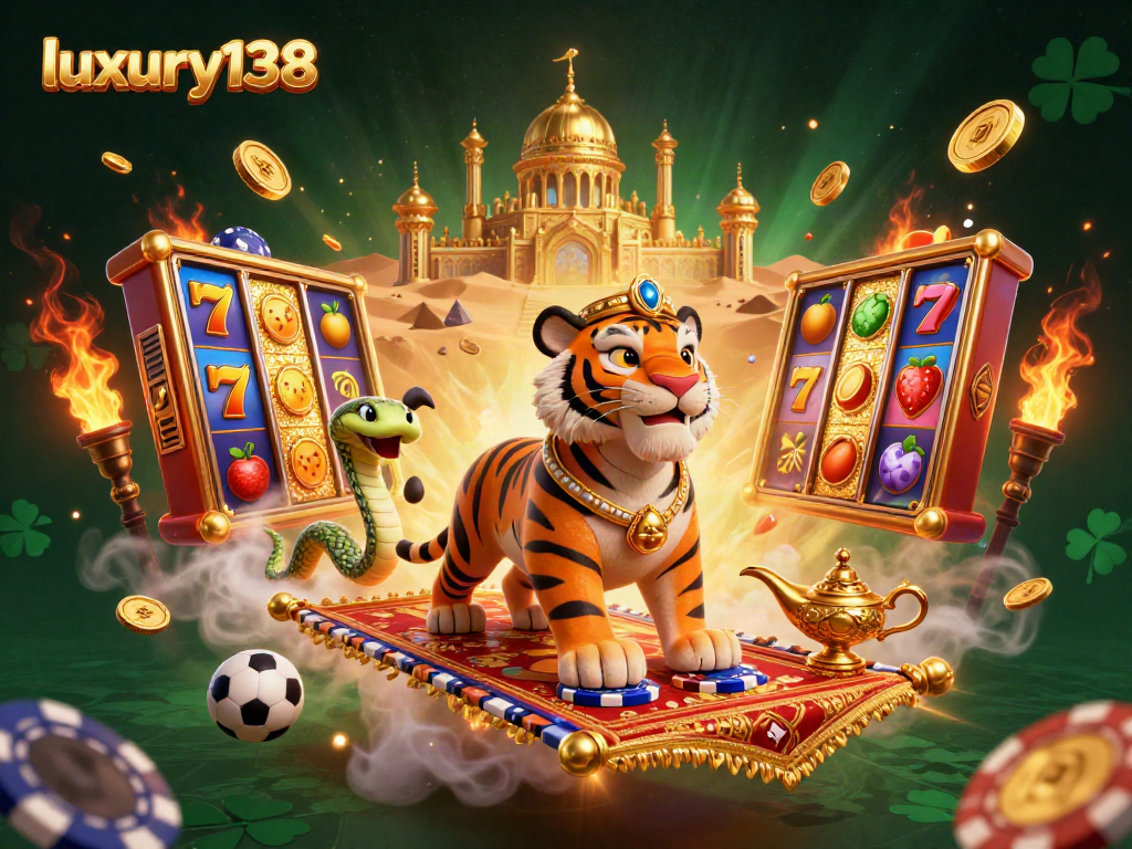 Menangkan jackpot slot di luxury138 dengan simbol keberuntungan dan pencahayaan yang dramatis.
