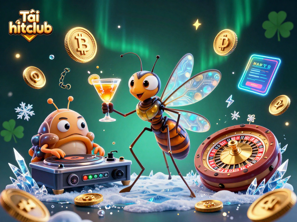 Play to win with Tải hitclub, showcasing vibrant casino characters amidst dazzling gaming elements.
