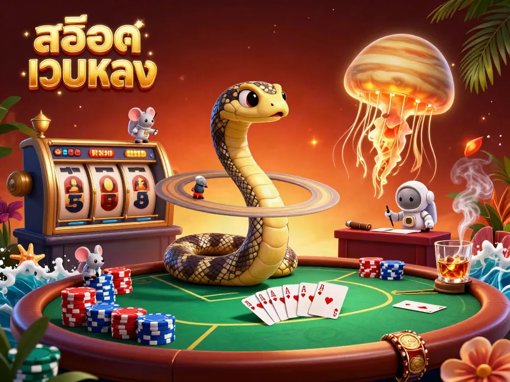 Engaging scene of a Saturn ring snake as a roulette wheel with astronaut mice betting, promoting สล็อตเว็บตรง excitement and gaming action.