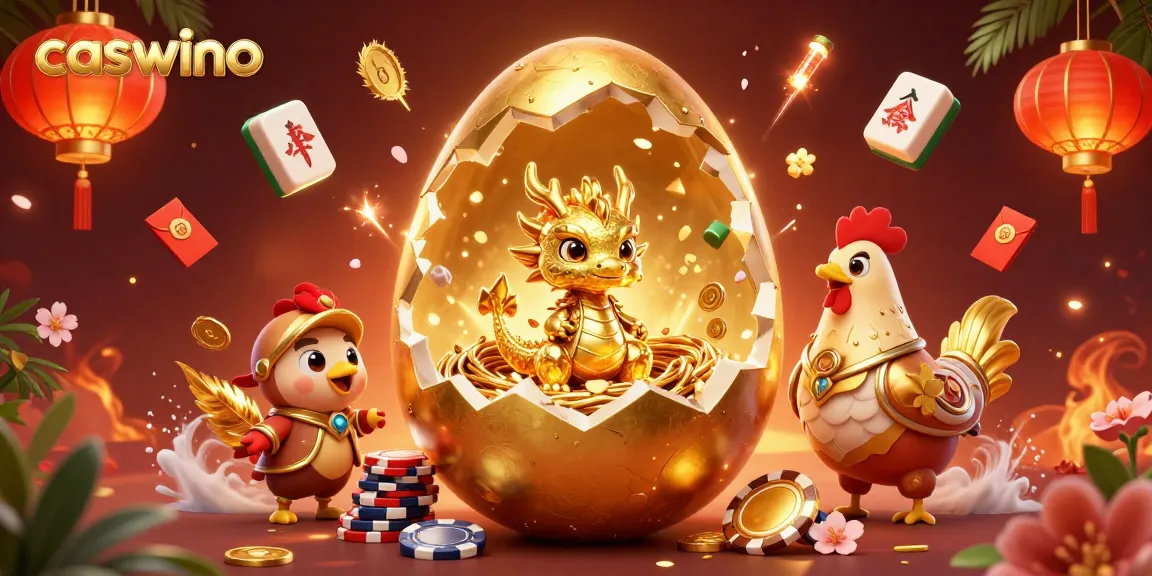 Players win big at Caswino Casino with golden dragon and poker chips in a vibrant 3D scene.