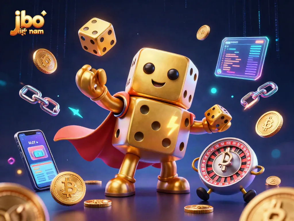 Roll dice while enjoying jbo việt nam's features, a vibrant casino digital illustration.