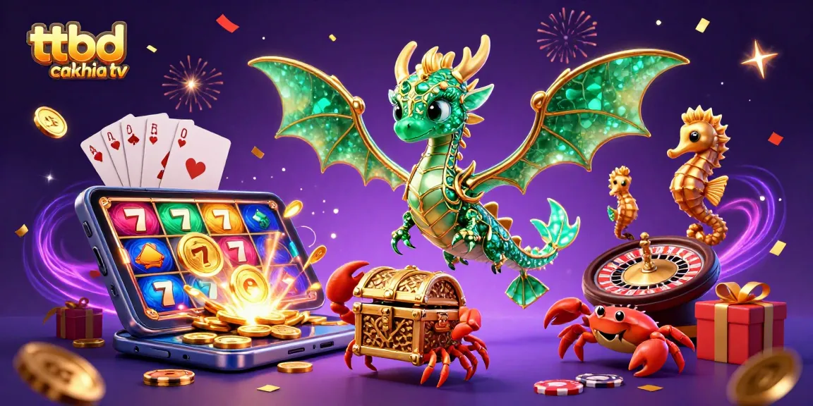 Engage with ttbd cakhia tv's immersive gaming experience, showcasing a vibrant sea dragon and casino elements