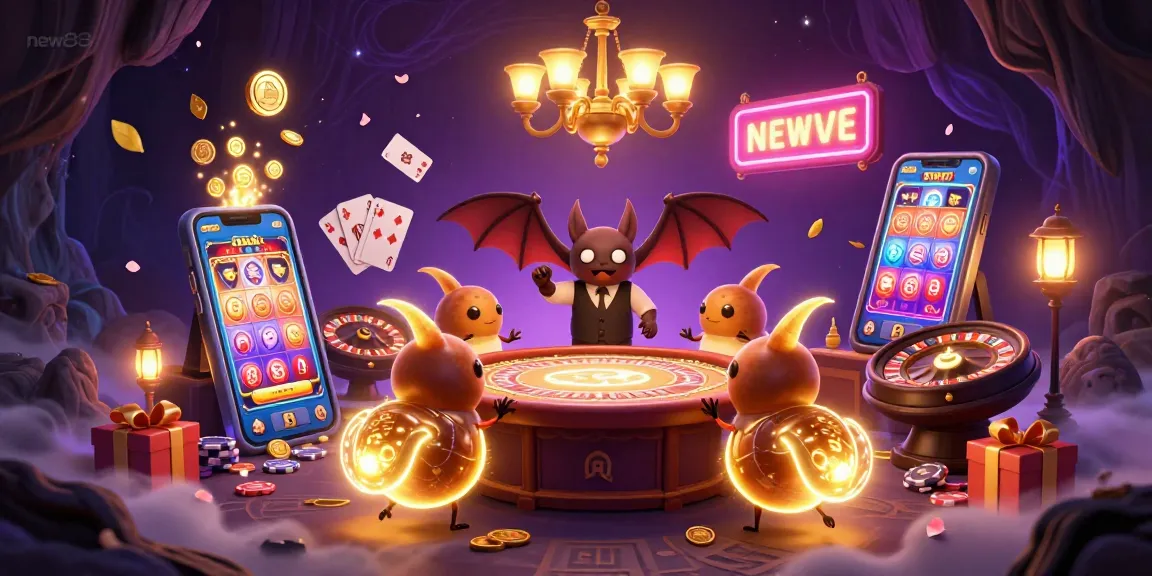 Experience thrilling gaming adventures with new88, featuring glowworms and a bat dealer illuminating a cave casino.