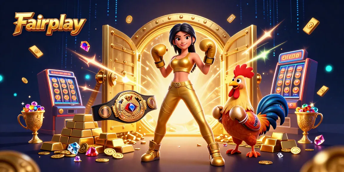 Experience Fairplay with a vibrant 3D casino scene featuring dynamic slot elements and engaging characters.