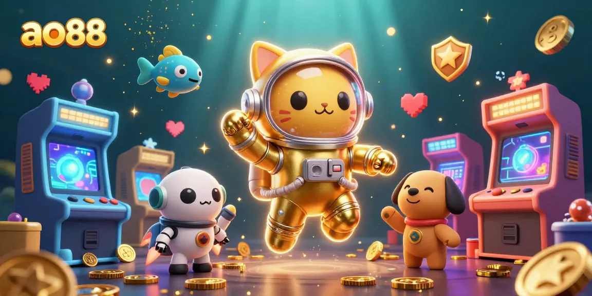 Engage with innovative gaming adventures on ao88 featuring whimsical astronauts and vibrant casino elements.