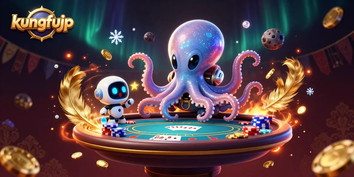 Memenangkan taruhan di KungfuJP dengan poker alien yang menarik dalam ilustrasi 3D yang penuh warna.