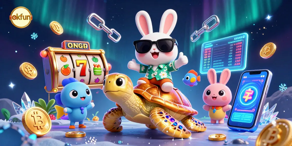 Experience luck with okfun at the casino featuring vibrant characters and thrilling slot elements.