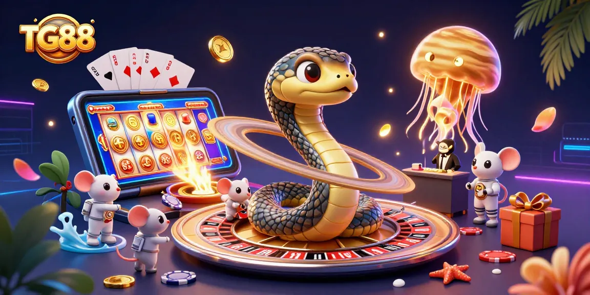 Place bets on TG88 with a 3D roulette wheel scene featuring cosmic elements and vibrant casino action.