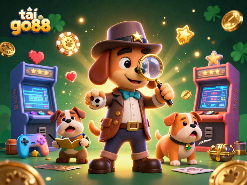 Play and win with tải go88, uncovering treasures in a vibrant casino-themed illustration.