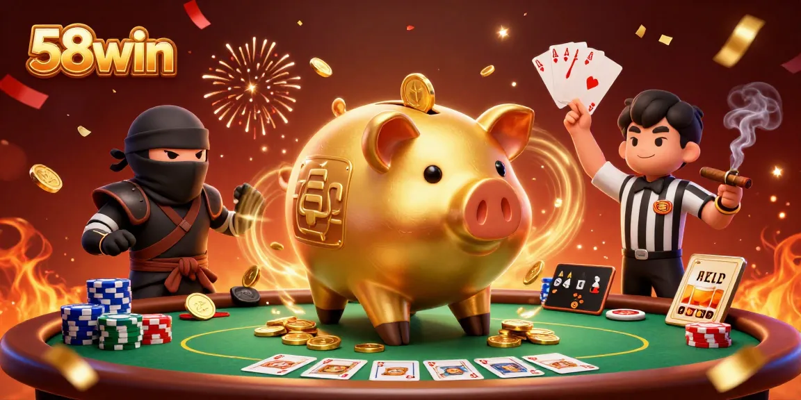Experience thrilling gameplay at 58win with dynamic cartoon casino characters and exciting poker elements.