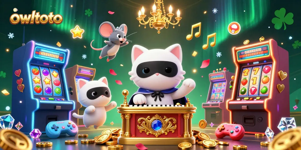 Experience exciting gameplay with owltoto’s lively casino scene featuring vibrant characters and slot machines.