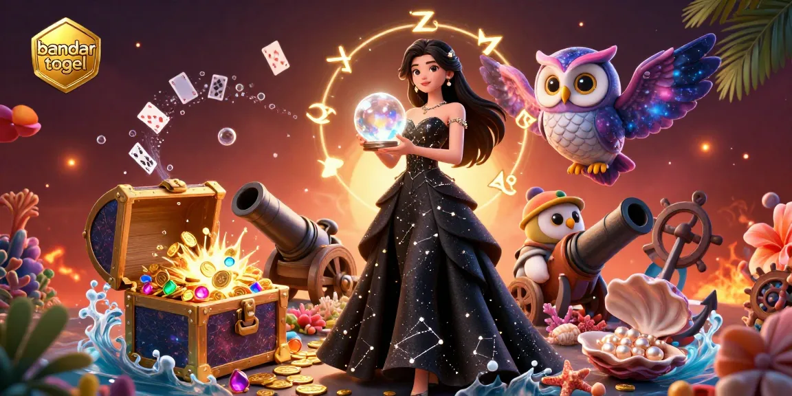 Experience the thrill of bandar togel with a vibrant 3D scene showcasing excitement and fortune in gambling.