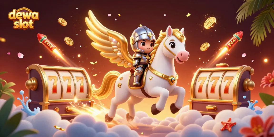 Permainan dewa slot dengan karakter berkuda keemasan dan simbol slot yang megah