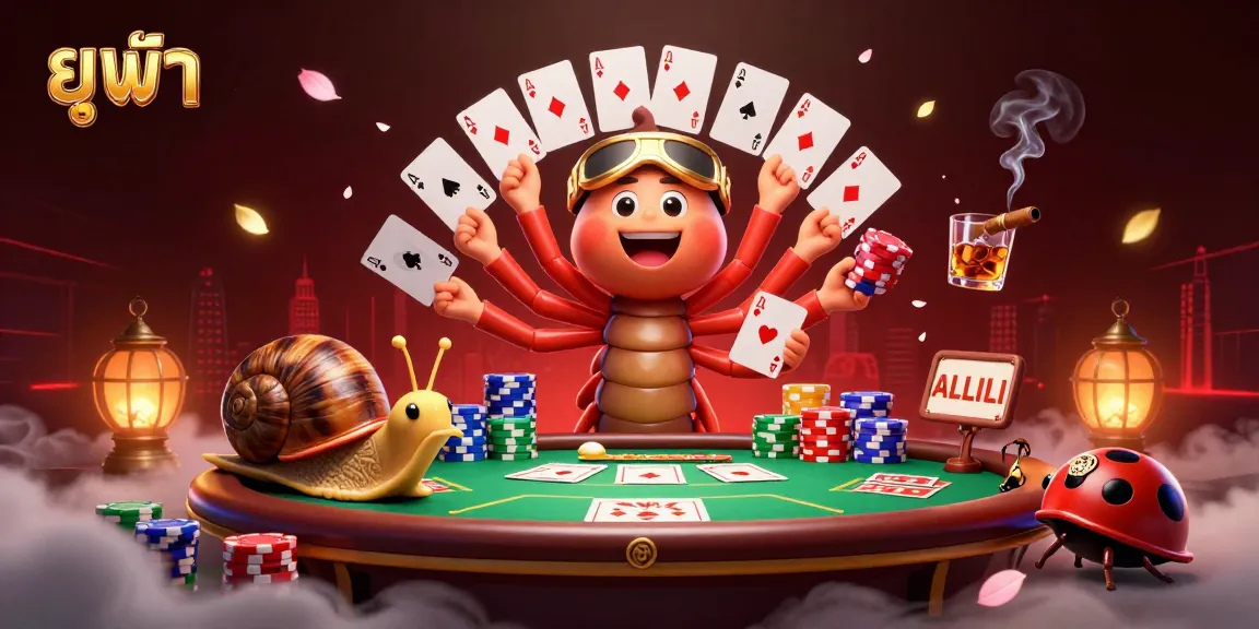 Experience excitement at the table with ยูฟ่า's vibrant poker scene featuring cartoon characters and chips.