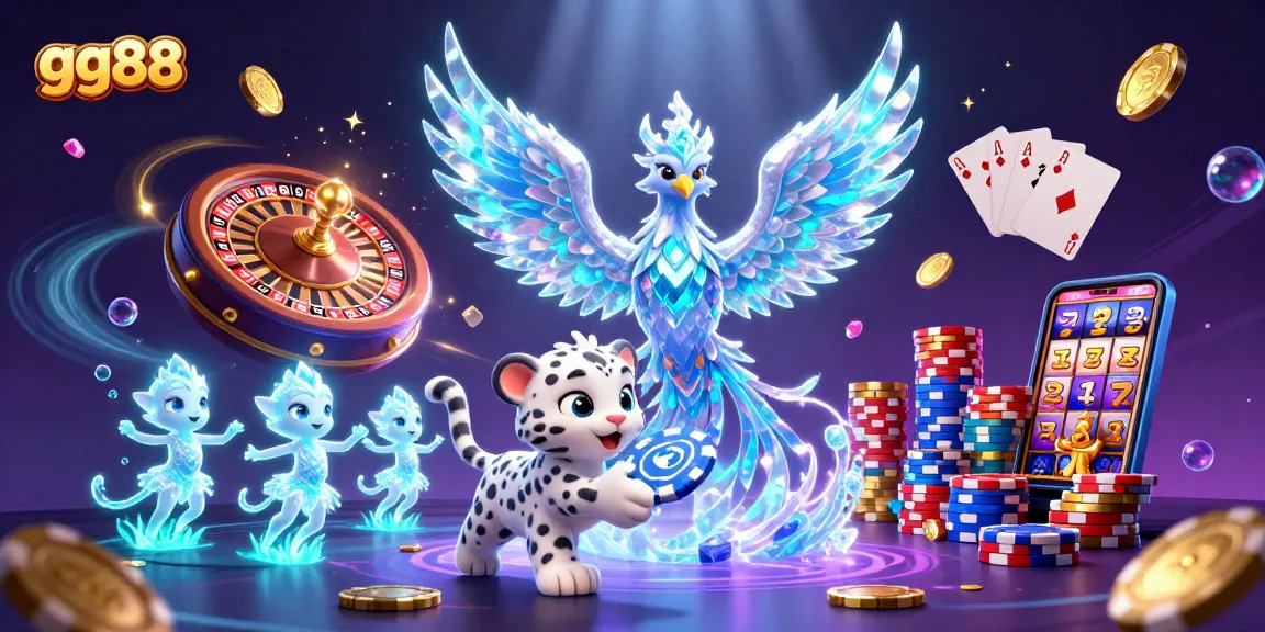 Experience thrilling gameplay at gg88 with a captivating 3D illustration featuring vibrant casino elements.